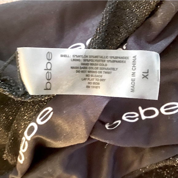 🖤BEBE🖤 REVERSIBLE LOGO SPARKLE CUTOUT SIDES BIKINI BOTTOM NWOT💦 - Picture 5 of 8